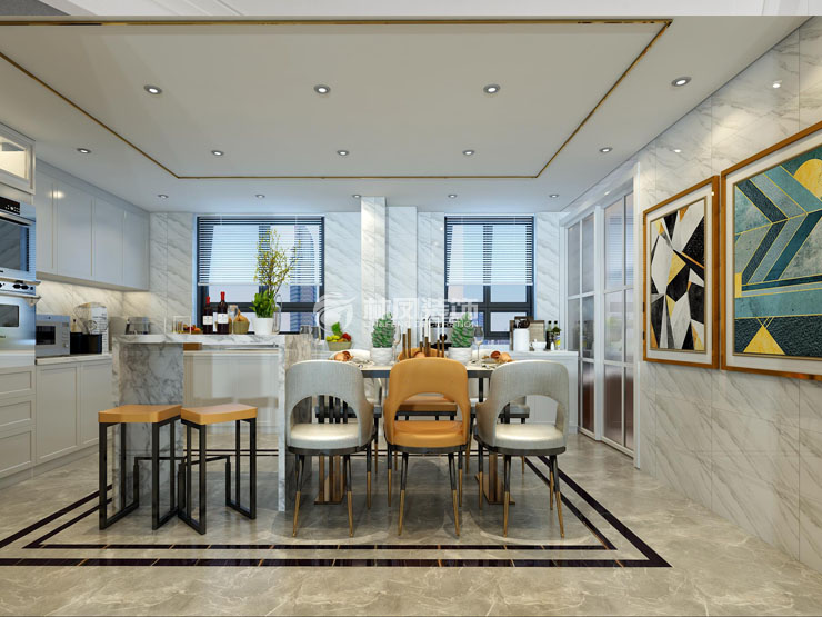 沈陽(yáng)信達(dá)萬(wàn)科城115㎡戶(hù)型開(kāi)放式廚房裝修案例