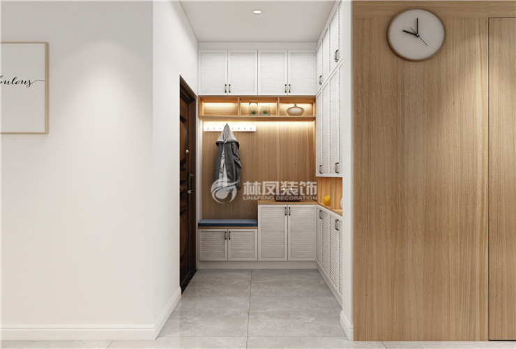 玄關(guān)嵌入式鞋柜設(shè)計裝修效果圖