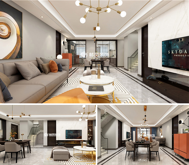 城建萬科翡翠書院160平現(xiàn)代風格裝修效果圖