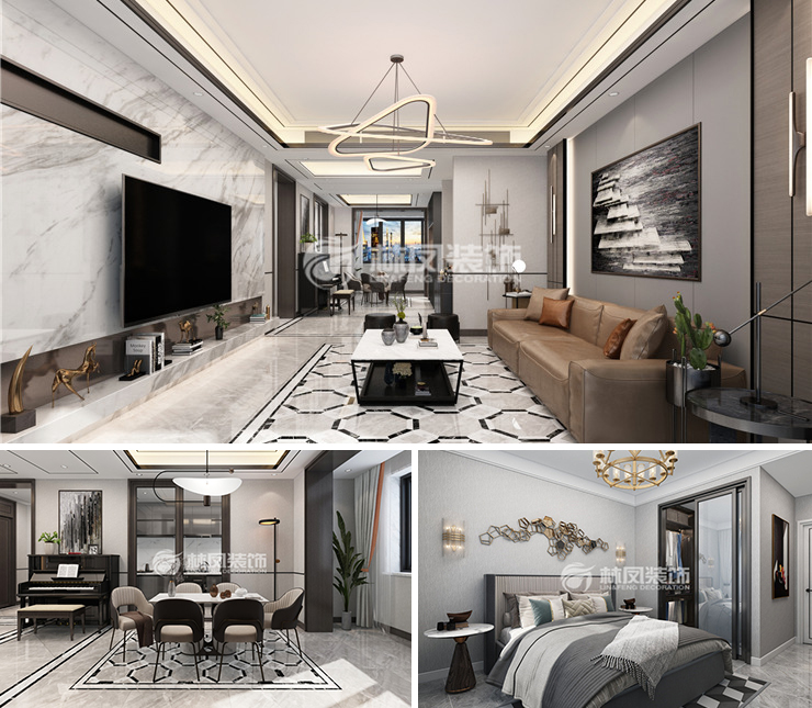 越秀星匯云錦140平港式風(fēng)格裝修效果圖