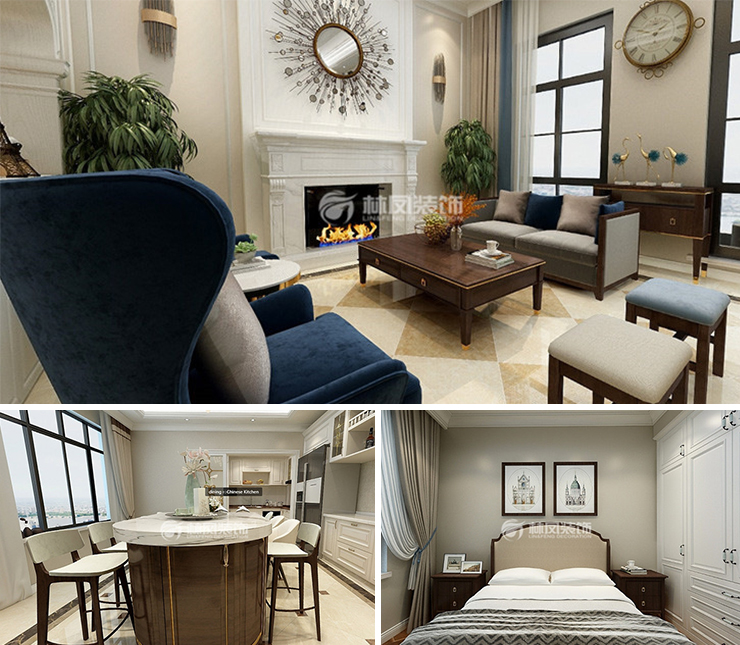 龍湖九里晴川400平新古典風(fēng)格裝修效果圖