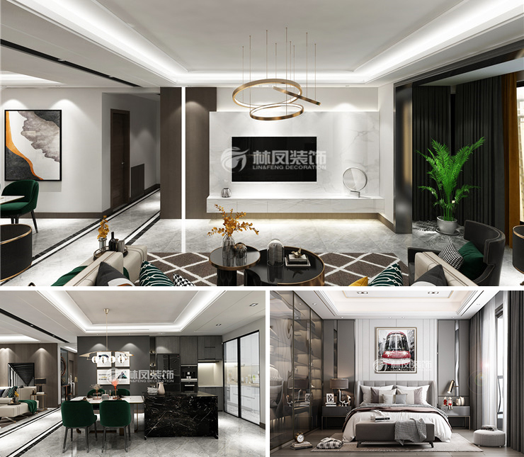 碧桂園瓏悅166平現(xiàn)代風格裝修效果圖