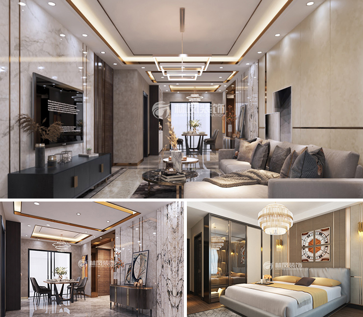 佳兆業(yè)悅峰135平輕奢風格裝修效果圖