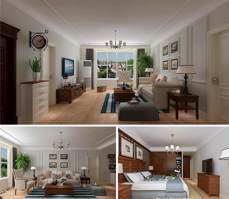 萬錦香樟樹云墅128平美式風(fēng)格裝修效果圖