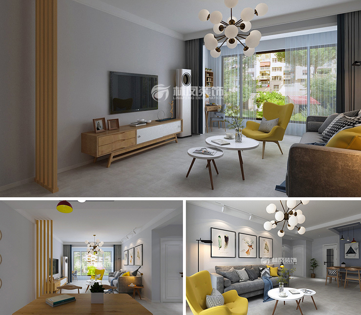 奧園國際城115平北歐風(fēng)格裝修效果圖