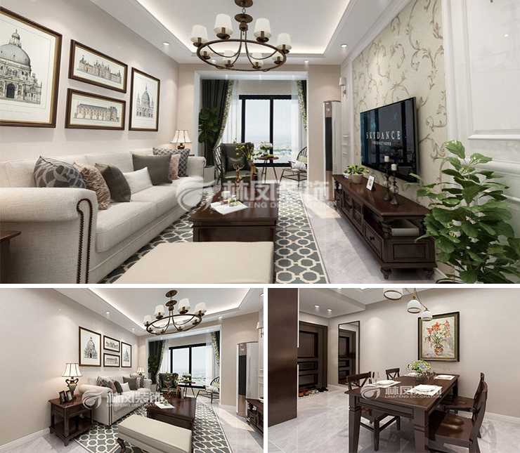 中海城115平美式風(fēng)格裝修效果圖