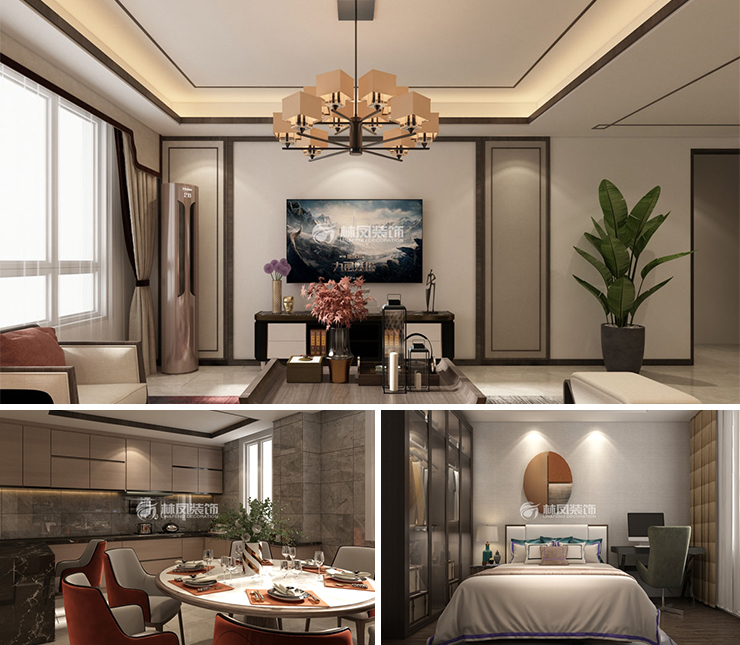 中南旭輝和樾137平新中式風格裝修效果圖