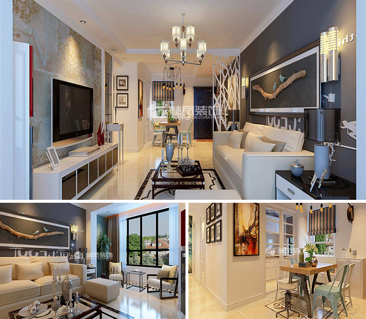 中南旭輝和樾120平北歐風格裝修效果圖