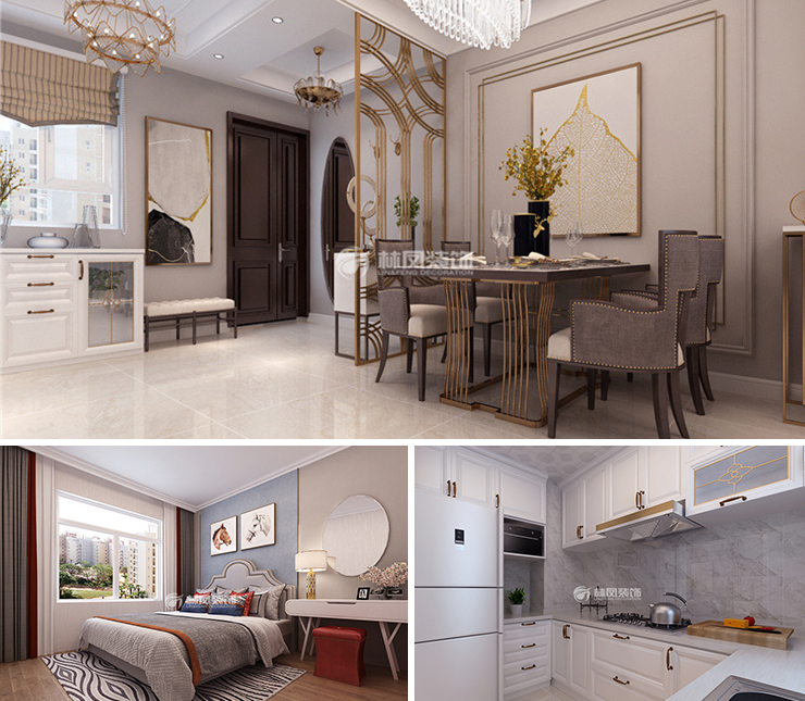 中海和平之門天際128平美式風格裝修效果圖