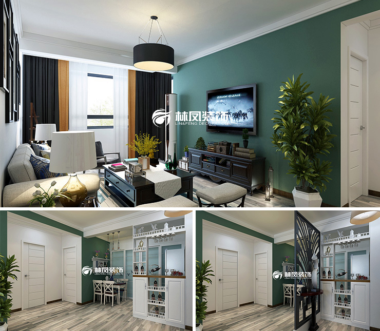 華潤(rùn)置地公元九里110平美式風(fēng)格裝修效果圖