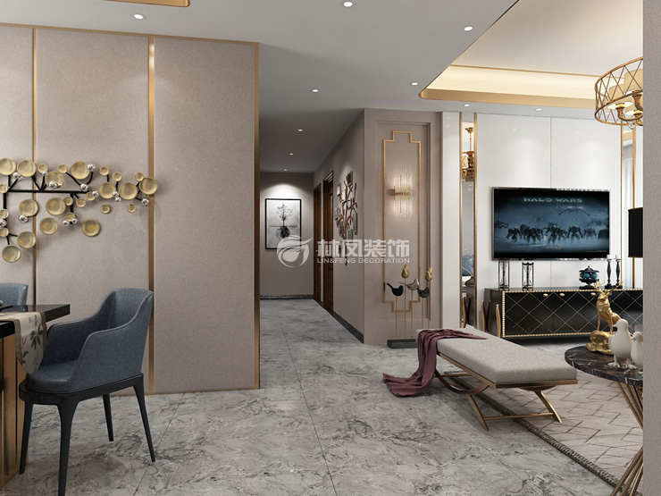 輕奢風(fēng)格過廊過長展示墻設(shè)計裝修效果圖