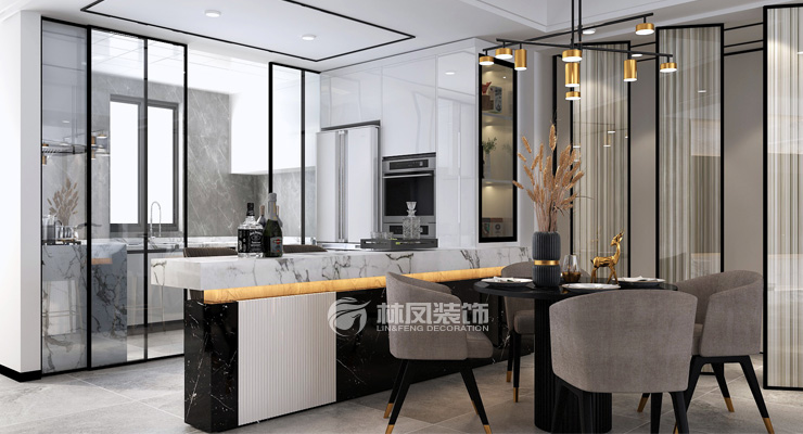 輕奢風(fēng)格開(kāi)放式廚房設(shè)計(jì)裝修效果圖