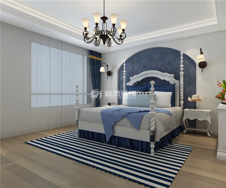 地中海風格臥室拱形背景墻設(shè)計裝修效果圖