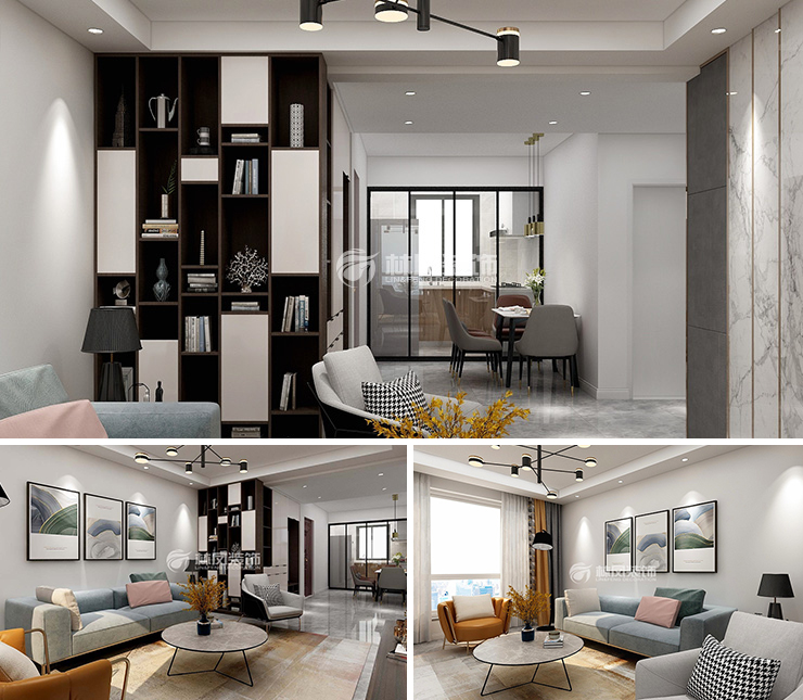 融創(chuàng)城 90平 現(xiàn)代簡約風格裝修效果圖