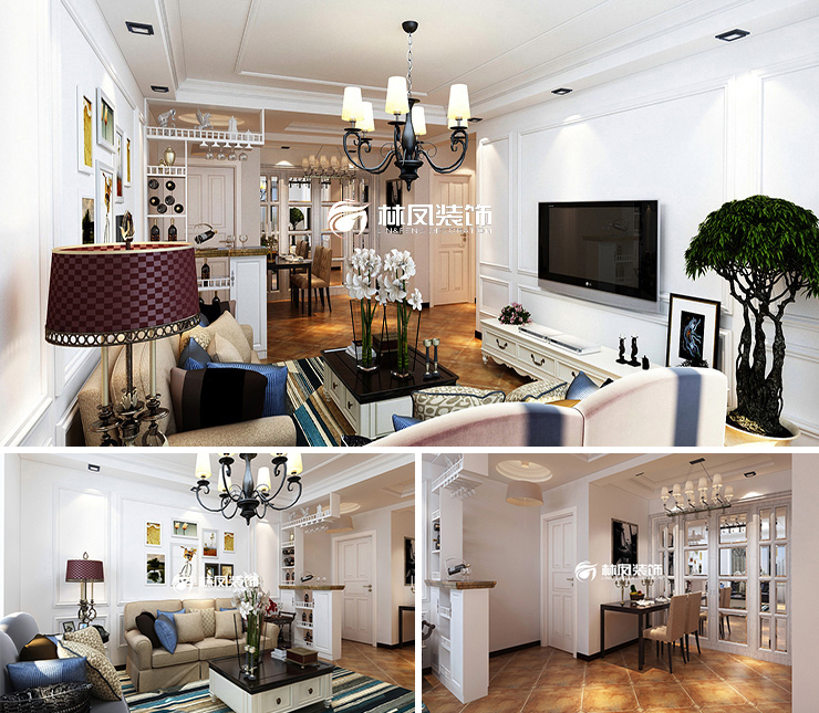 中南紫云集 90平 美式風格裝修效果圖