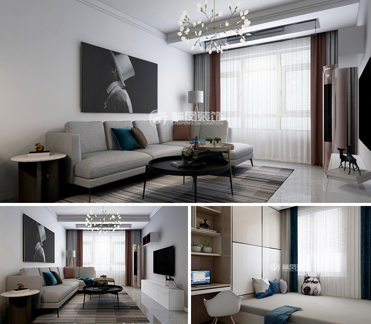 匯置?尚都 74平 現(xiàn)代簡約風格裝修效果圖