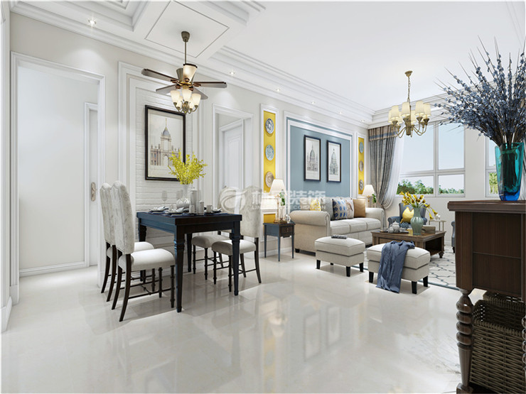 金地鐵西檀府-125平米-簡約美式-沙發(fā)背景.jpg