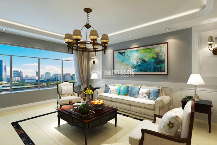 金水花城-135平 簡約美式風(fēng)格-客廳3.jpg