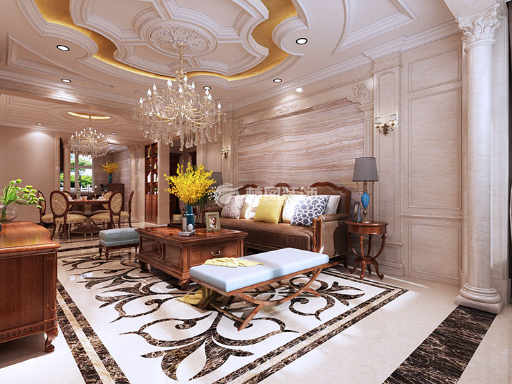 金地藝境-140平-歐式風(fēng)格-客廳 (3).jpg